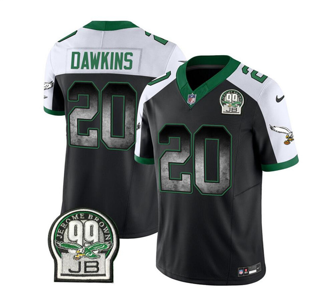 Men's Philadelphia Eagles #20 Brian Dawkins Black/White 2023 F.U.S.E. Throwback Vapor Untouchable Limited Football Stitched Jersey